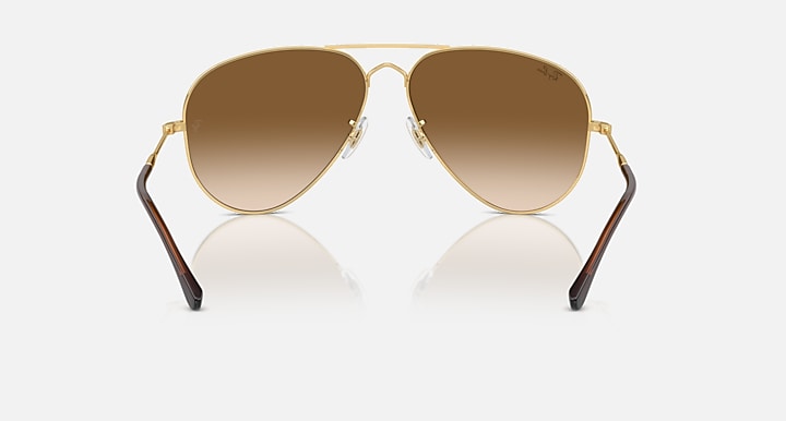 Ray-Ban Old Aviator sunglasses, gold frame with brown lenses and dark temple tips