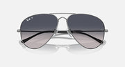 Ray-Ban Old Aviator sunglasses, dark frame with blue-gray gradient lenses, top-down view