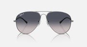 Ray-Ban Old Aviator sunglasses, gunmetal frame with blue-gray gradient lenses, front view