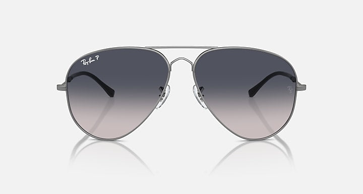 Ray-Ban Old Aviator sunglasses, gunmetal frame with blue-gray gradient lenses, front view
