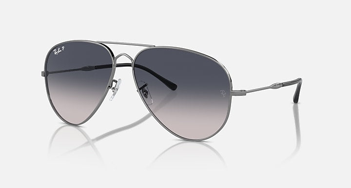 Ray-Ban Old Aviator sunglasses, gunmetal frame with blue-gray gradient lenses