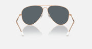 Aviator sunglasses with gold frame and dark gray lenses, front view
