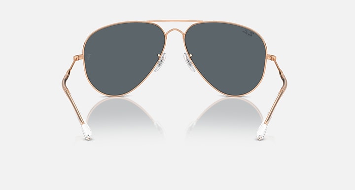 Aviator sunglasses with gold frame and dark gray lenses, front view