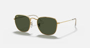 Frank RB3857 sunglasses with gold frame and dark green lenses, front view