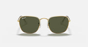 Ray-Ban Frank RB3857 sunglasses front view with gold frame and dark olive-green lenses
