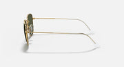 Ray-Ban Frank RB3857 sunglasses side profile with gold metal arms and dark olive lenses