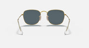 Ray-Ban Frank RB3857 sunglasses front view with gold frame and dark gray-blue round lenses