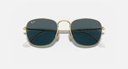 Ray-Ban Frank RB3857 sunglasses close front view with gold frame and dark tinted lenses