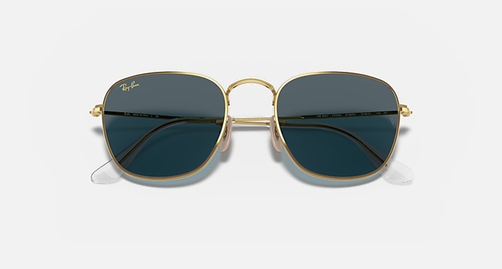 Ray-Ban Frank RB3857 sunglasses close front view with gold frame and dark tinted lenses