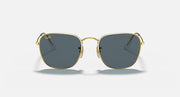 Ray-Ban Frank RB3857 sunglasses front view with gold metal frame and dark gray-blue lenses