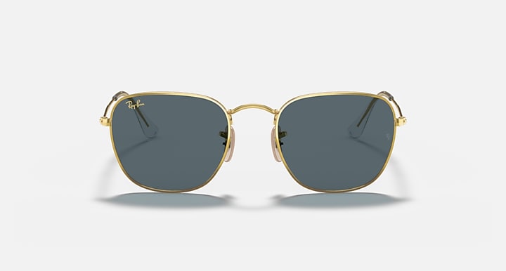 Ray-Ban Frank RB3857 sunglasses front view with gold metal frame and dark gray-blue lenses
