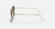 Ray-Ban Frank RB3857 sunglasses side profile with slim gold metal arms and dark lenses