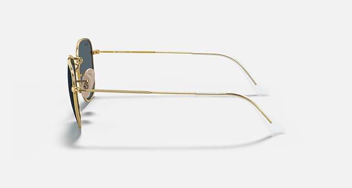 Ray-Ban Frank RB3857 sunglasses side profile with slim gold metal arms and dark lenses