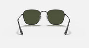 Frank RB3857 sunglasses with black frame and dark green lenses, front view