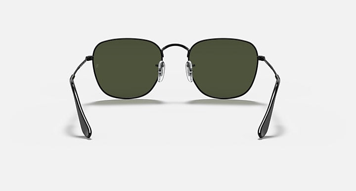 Frank RB3857 sunglasses with black frame and dark green lenses, front view