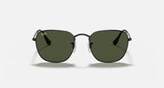 Frank RB3857 sunglasses with black frame and dark green lenses, angled front view