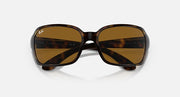 Havana tortoiseshell sunglasses with amber-brown lenses, front angled view