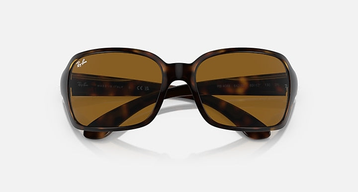 Havana tortoiseshell sunglasses with amber-brown lenses, front angled view