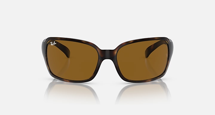 Havana tortoiseshell sunglasses with amber lenses, front view square frames