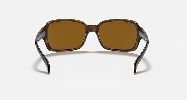 Square sunglasses with brown lenses and light Havana clear frame, straight-on