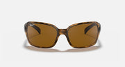 Square sunglasses with brown lenses in light Havana clear frame, front view