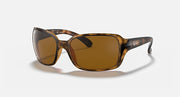 Square sunglasses with brown gradient lenses and light Havana clear frame
