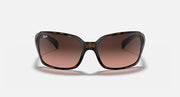 Havana tortoiseshell sunglasses with dark brown lenses, front view square frames