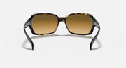 Square sunglasses with brown lenses and light Havana clear frame, front view