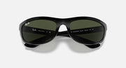 Ray-Ban Balorama RB4089 sunglasses, top view with black frame and dark green lenses