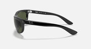 Ray-Ban Balorama RB4089 sunglasses, side view in black with dark green lenses