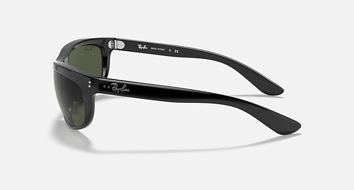 Ray-Ban Balorama RB4089 sunglasses, side view in black with dark green lenses
