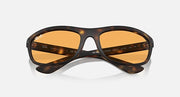 Ray-Ban Balorama RB4089 sunglasses angled top view, tortoise frame with amber lenses