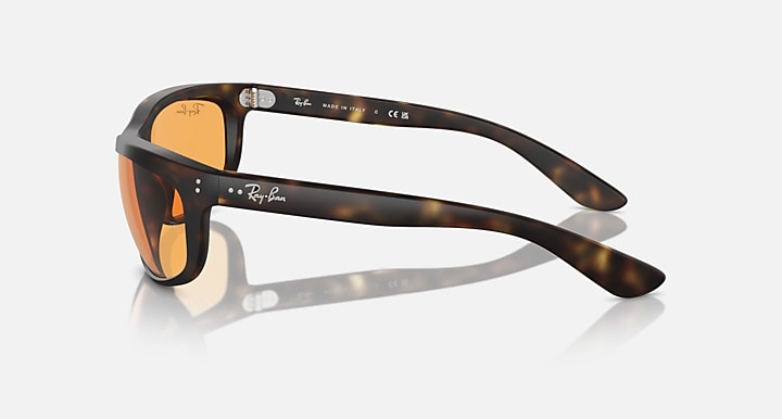 Ray-Ban Balorama RB4089 sunglasses side view, tortoise frame with amber lenses