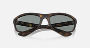 Ray-Ban Balorama RB4089 sunglasses angled top view, tortoise frame with gray lenses