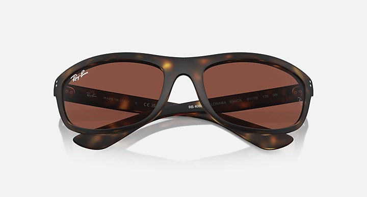 Balorama RB4089 sunglasses, tortoise-look frame with dark brown lenses, overhead angle