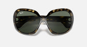 Wrap sunglasses with tortoiseshell frame and dark green mirrored lenses