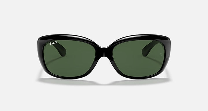 Ray-Ban Jackie Ohh RB4101 sunglasses with dark green polarized lenses and black frame