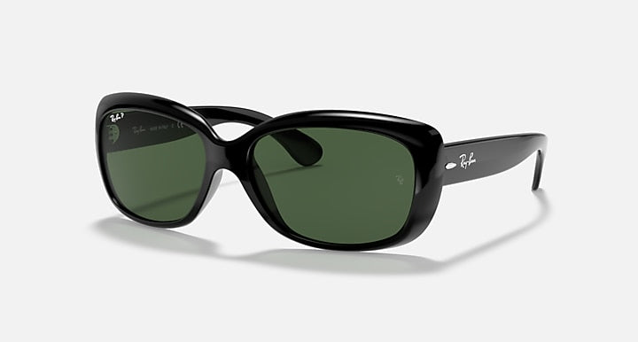 Ray-Ban Jackie Ohh RB4101 sunglasses with black frame and dark green polarized lenses