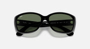 Ray-Ban Jackie Ohh RB4101 sunglasses with green reflective lenses and black frame