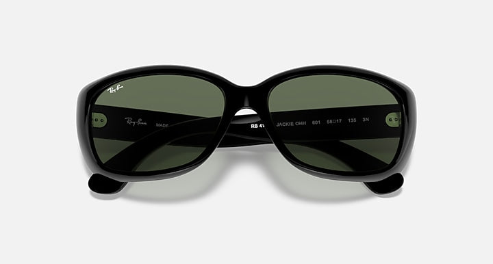 Ray-Ban Jackie Ohh RB4101 sunglasses with green reflective lenses and black frame