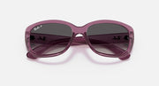 Ray-Ban Jackie Ohh RB4101 sunglasses with violet frames, dark gradient lenses (top view)