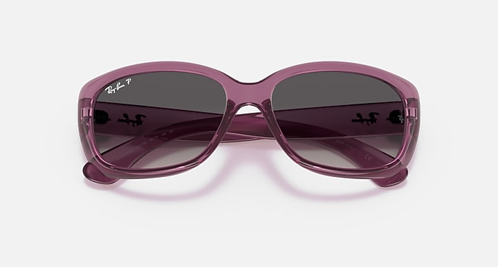 Ray-Ban Jackie Ohh RB4101 sunglasses with violet frames, dark gradient lenses (top view)