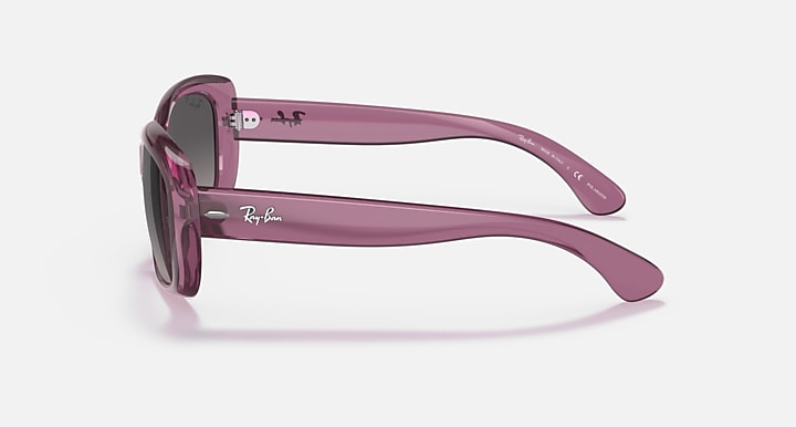 Ray-Ban Jackie Ohh RB4101 sunglasses, violet frames shown from the side, dark lenses