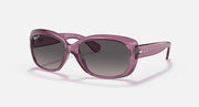 Ray-Ban Jackie Ohh RB4101 sunglasses with violet translucent frames and dark gradient lenses