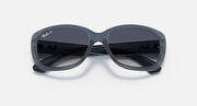 Ray-Ban Jackie Ohh RB4101 sunglasses with blue frames, dark gradient lenses (top view)