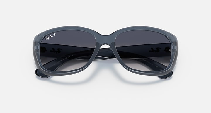 Ray-Ban Jackie Ohh RB4101 sunglasses with blue frames, dark gradient lenses (top view)