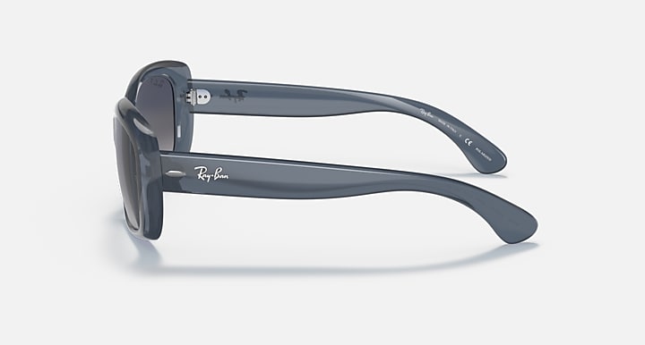 Ray-Ban Jackie Ohh RB4101 sunglasses, blue frames shown from the side, dark lenses