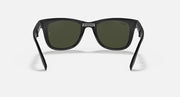 Ray-Ban Folding Wayfarer sunglasses front view with dark frame and green lenses