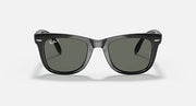 Ray-Ban Folding Wayfarer sunglasses front view with dark frame and green lenses