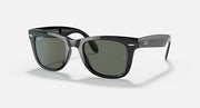 Ray-Ban Folding Wayfarer sunglasses with dark frames and green tinted lenses